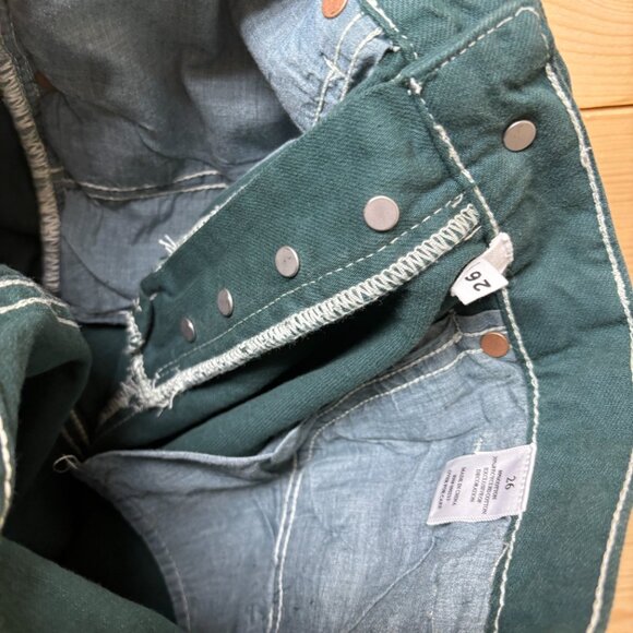 PacSun Land Rover Jeans Womens 26 Green Denim Button Fly Straight 26x30 - Picture 8 of 11